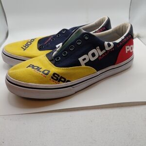 Polo by Ralph Lauren Yellow Navy Red Canvas Athletic Sneakers